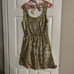 Gold Sequin Sleeveless Dress